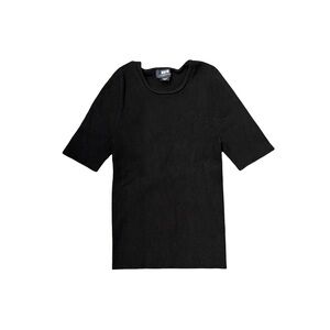 Anthropologie Maeve Black Ribbed Crewneck Tee